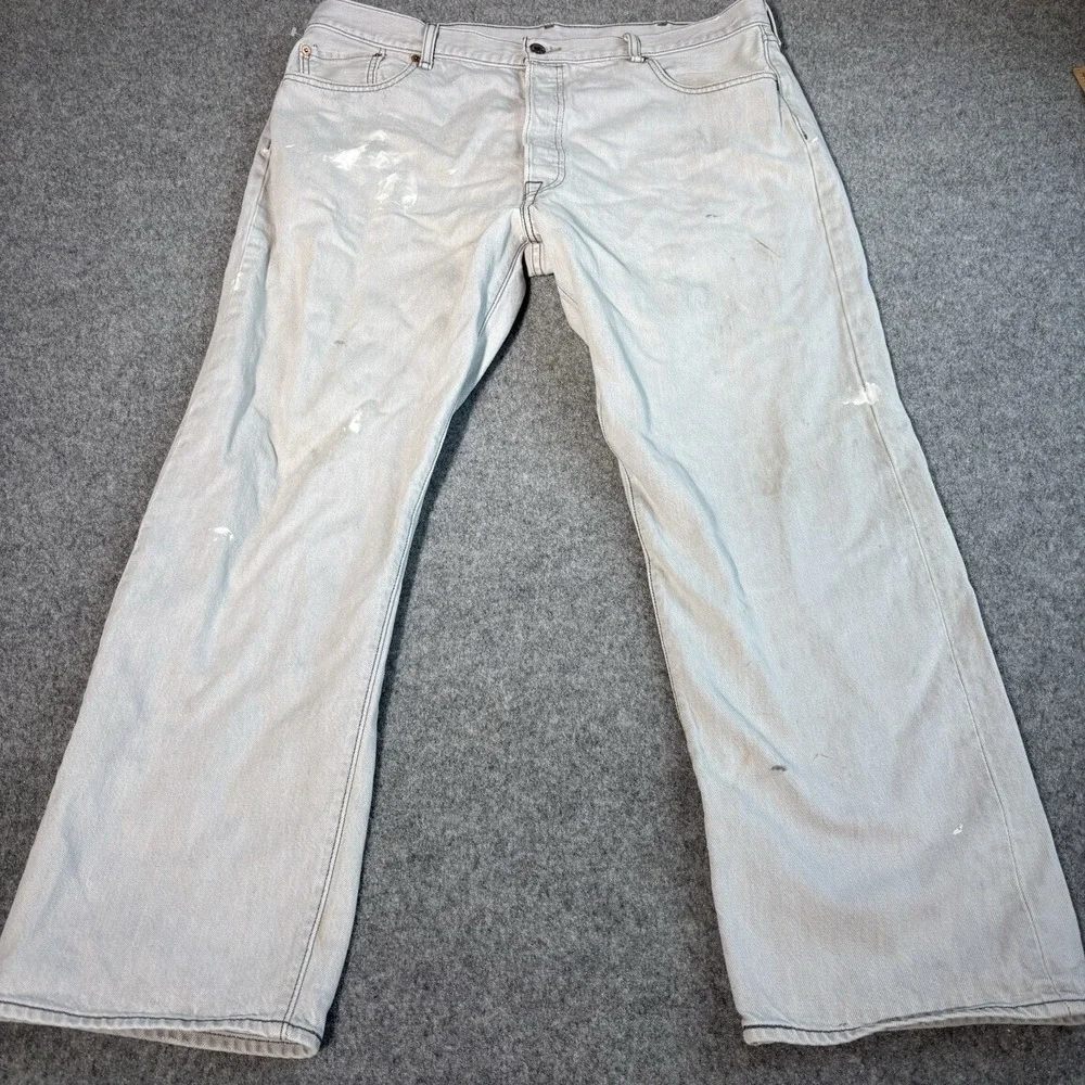 Levi's 501 Jeans Mens 42x32 (Fits 39x29) Light Wash Gray Streetwear Skater‎ Work